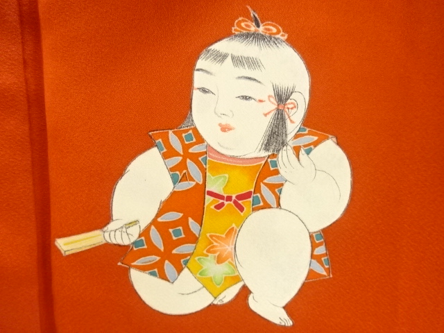 JAPANESE KIMONO / ANTIQUE GOSHO NINGYO PATTERN KIMONO